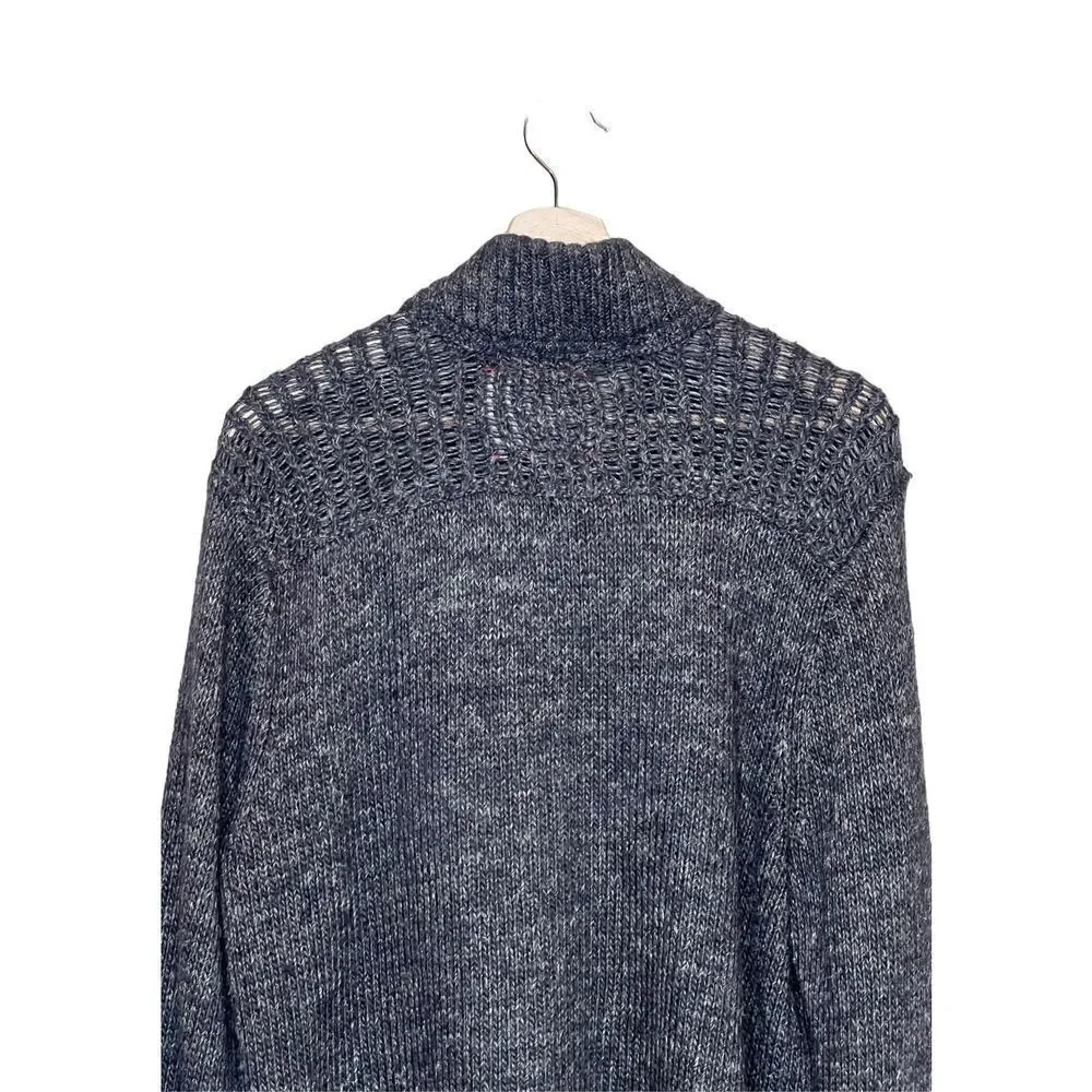 Banana Republic heritage charcoal gray button up chunky baseball sweater size L
